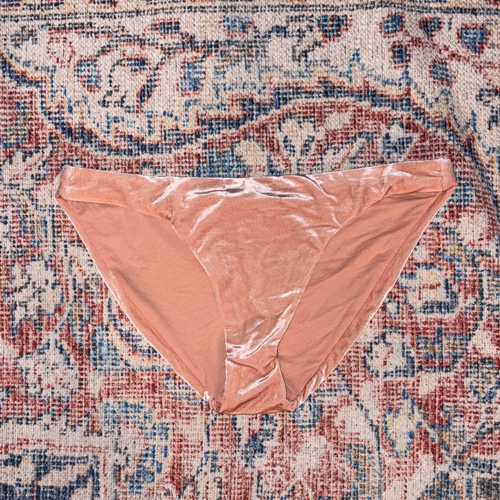 Robin Piccone Roxy Velvet Bikini Bottoms in Blush SZ M NWOT